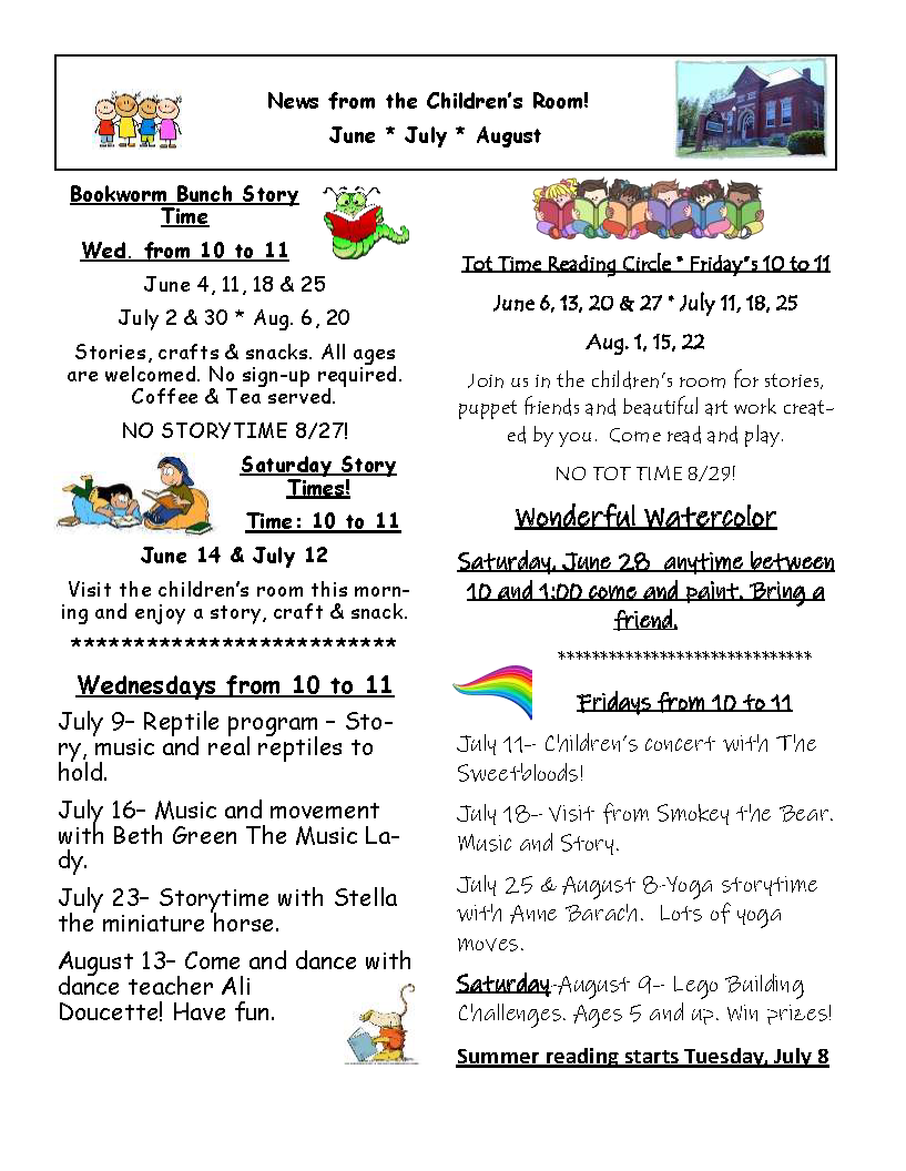 Children's Room Summer 2025 Activities