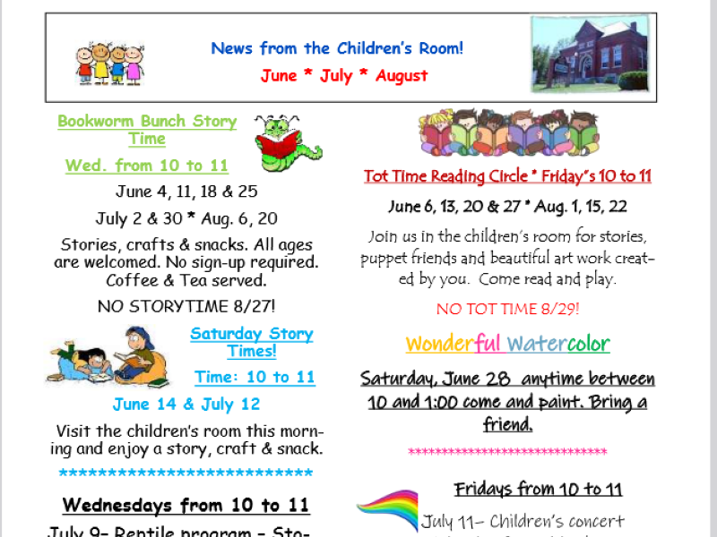 Children's Room Summer 2025 Activities